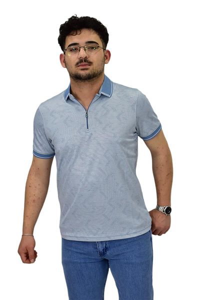 Raymons Tricou jacquard mercerizat cu fermoar cu gât polo pentru bărbați