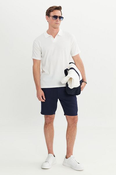 AC&Co / Altınyıldız Classics Ανδρικό μπλουζάκι Ecru Relax Fit Relaxed Cut Polo Neck
