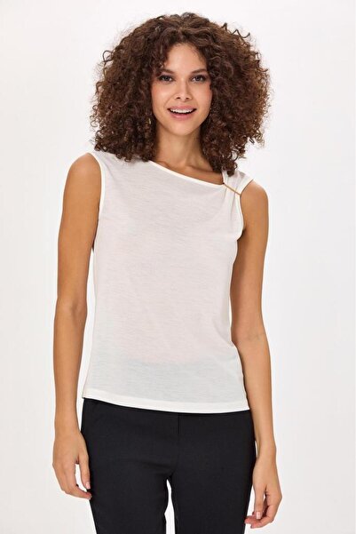 İKİLER Tek Omuz Toka Detaylı Bluz 025-1044