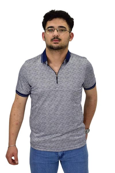 Raymons Ανδρικό μπλουζάκι με γιακά πόλο Mercerized Jacquard με φερμουάρ 7630 BGL-ST04538