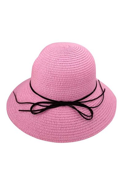 Aware Time Women's Straw Lace-Up Fedora Hat