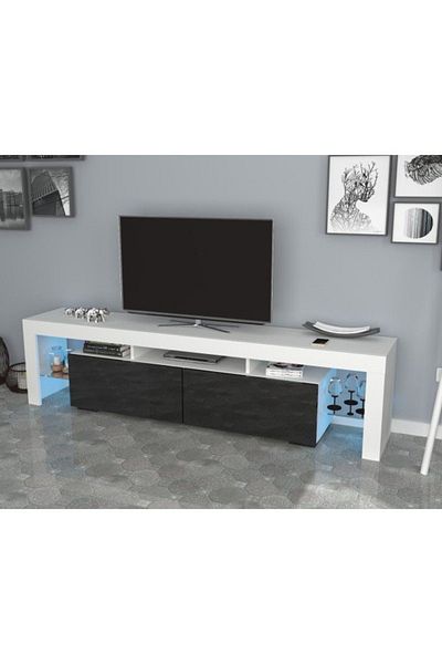 SAHABA Stilo black and white TV table with lighting model