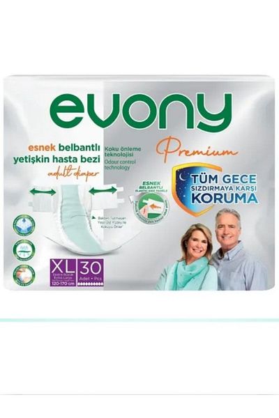 Evony Premium Flexible Waistband Adult Patient Diapers Xlarge Pack of 30