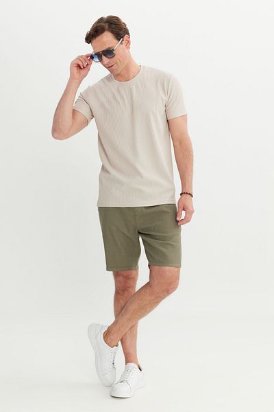 AC&Co / Altınyıldız Classics Ανδρικό ελαστικό μπλουζάκι Stone Slim Fit Slim Fit Crew Neck
