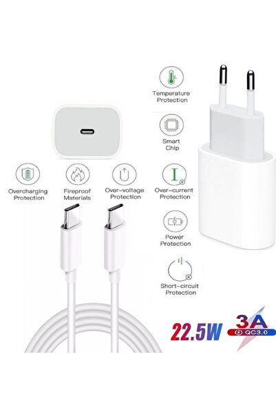 EMPORİUMOOD Samsung Galaxy A16 Uyumlu Type-C Ultra Hızlı Şarj Seti 22.5W 3.0 Amper (Şarj Adaptörü Ve Kablo)