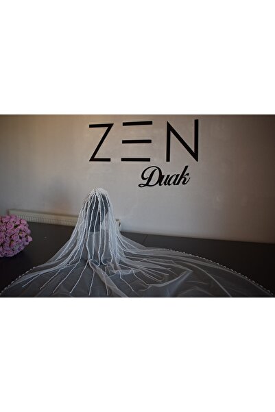 ZEN DUVAK Taraklı beyaz inci nakışlı gelin duvağı