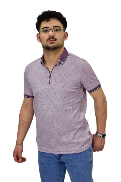 Raymons Ανδρικό μπλουζάκι με γιακά πόλο Mercerized Jacquard με φερμουάρ 7570 BGL-ST04536