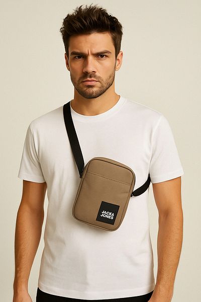 Jack & Jones Geantă de umăr Jack Jones Jamie Small Slingbag pentru bărbați, bej2 12158443 -06