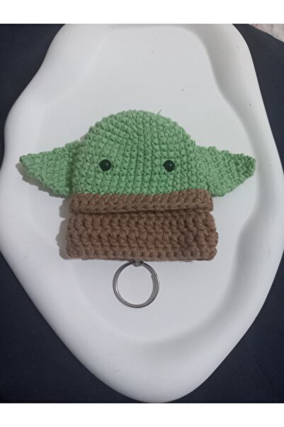 lavantebutik سلسلة مفاتيح منسوجة يدويًا من Yoda مع مفتاح، حقيبة زينة لطيفة