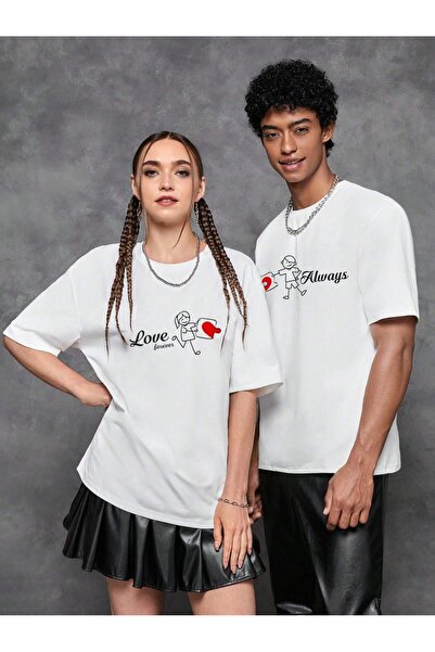macklin Unisex majica "Love Forever Always He" Oversize kroj 2-dijelni duo se...