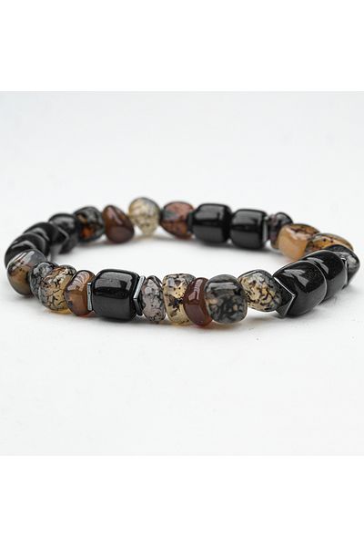 Skygo Agate and Oltu Stone Fishing Line Rubberized Bracelet
