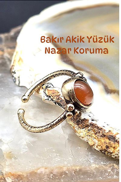 NBS Beautiful Naturel Stones Agate Copper Trend Elegant, Thin Design Ring Adjustable (Gift, Daily, Combination)
