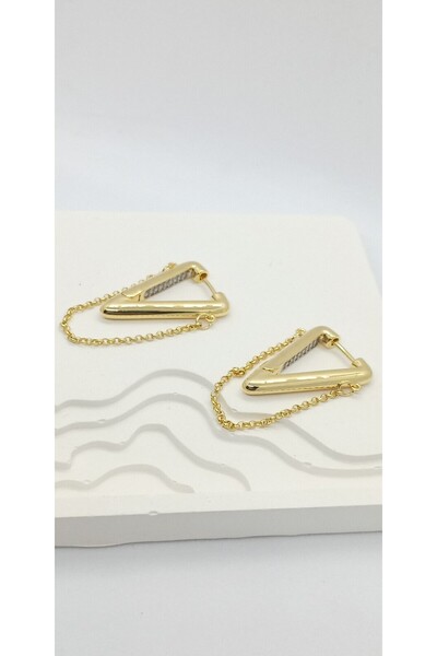 ndjewelry أقراط مثلث مفصلة بالأحجار والسلسلة