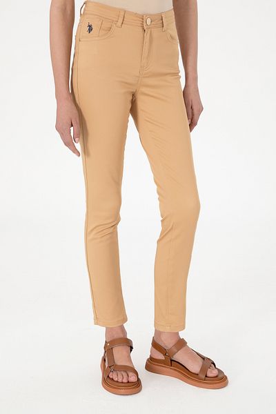 U.S. Polo Assn. Women's Camel Toothpick Fit Canvas Trousers 50307940 -Vr015