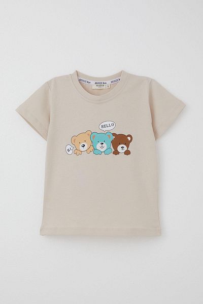 Breeze Baby Boy Shorts Set Cute Friends Printed 9 Months-3 Years, Beige