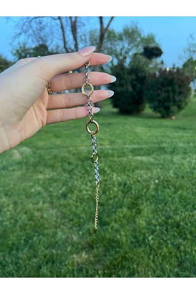 Glowy&Co. Dual Loop Gold-Silver Tarnish Stainless Steel Bracelet