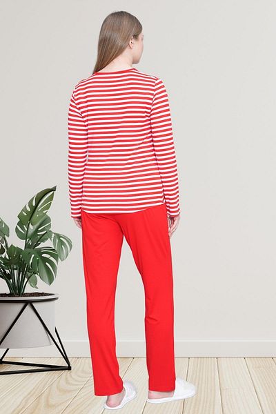 Mecit Pijama Mecit 6201 Red Striped Large Size Women's Pajama Set