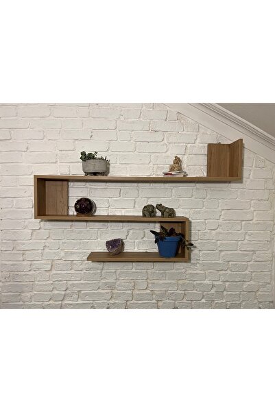 Piarcab Modern Ahşap Duvar Rafı Dekoratif, Çok Amaçlı, Doğal Görünümlü
