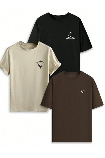 macklin Μπλουζάκι Unisex Oversize 3 Πακέτο, Μαύρο / Λευκό / Πορτοκαλί Χρώμα