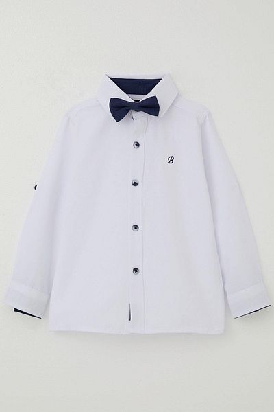Breeze Girls & Boys Baby Boy Shirt Buttoned Bow Tie 9 Months-3 Years, White