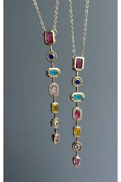 Ervalina Colorful Zircon Stone Dangle Y Necklace