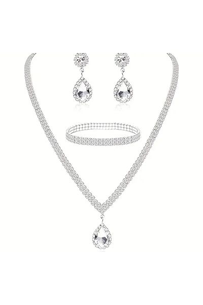 zehracatasariim Stylish Evening-Accessories Set for Day-Night Wedding Invitations: Necklace Earrings Ring and Bracelet