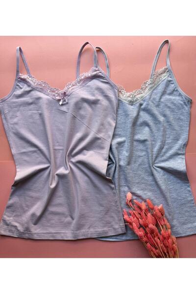 Elosia Pure Belle 2-Pack Lace Cotton V-Neck Women's Undershirt Elegant Meeting of Elegance and Comfort