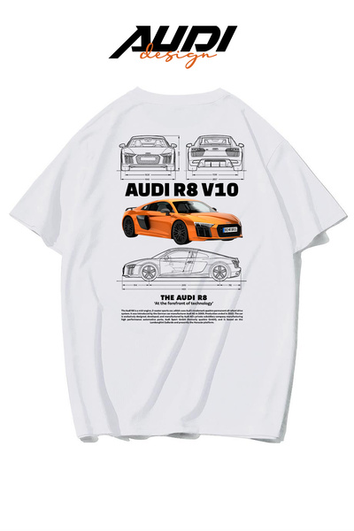 Freeyez Tricou unisex oversize Audi R8 portocaliu