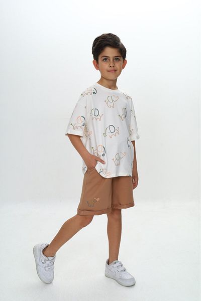 Toontoy Boy's Elephant Printed Shorts Suit