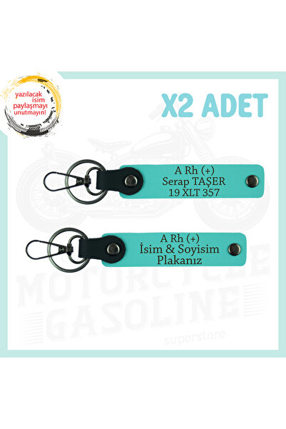Miaju Turquoise Motor Plate Name Key 2-Piece Blood Group Written