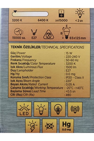 ALLCHEAPSHOPPİNG cata 15w led ampul gün ışığı (sarı ışık ) yüksek lümen (1500) ct 4274