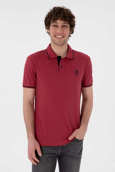 U.S. Polo Assn. تي شيرت بولو رجالي بقصة ضيقة بدون دخان أساسي VR223