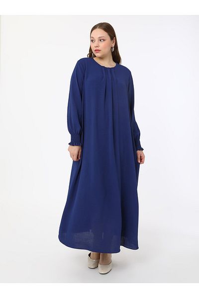 ALİA Plus Size Sleeve Pleated Aerobin Dress - Dark indigo - Alia