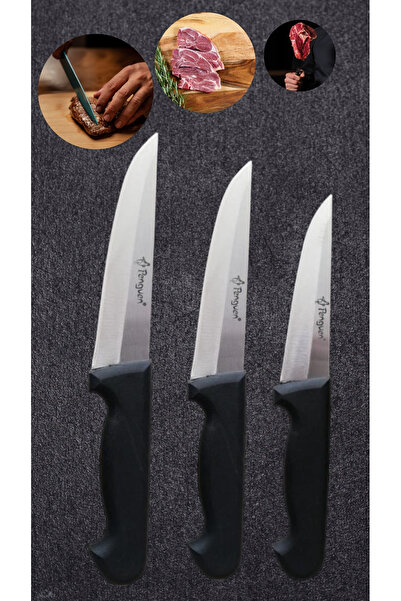 Trendhane Penguen 3 parça kurban seti et doğrama dilimleme soyma bıçakları