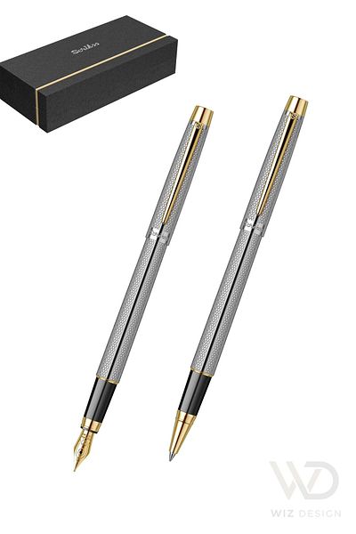 Scrikss 722W Dolmakalem - Roller Pen Set Gold Chrome Special Gift Boxed |   Name Writable