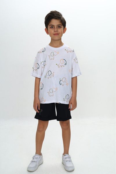 Toontoy Boy's Elephant Printed Shorts Suit