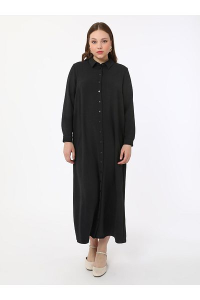 ALİA Plus Size Aerobin Shirt Dress - Black - Alia