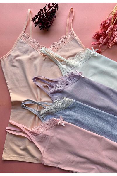 Elosia Pure Belle 5-Pack Lace Cotton V-Neck Women's Undershirts Elegant Meeting of Elegance and Comfort