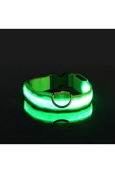 Choice XS neck 28-38cm green Dog Collar Nylon LED Night Safety Flashing Glow In The Dark Pet Dog Leash pet