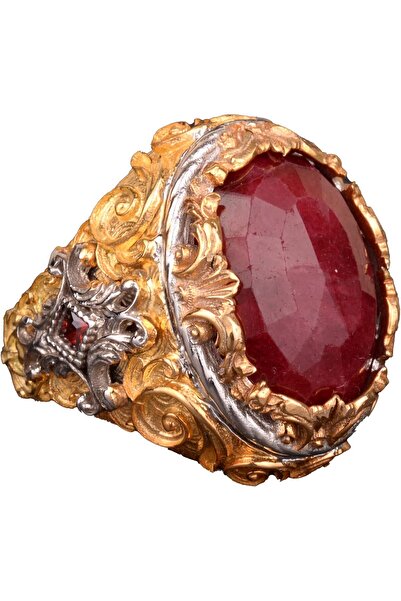 KAMBO Gerçek Doğal Yakut Taşlı Yüzük, Doğum Taşı Yüzüğü, Gerçek Taş Yüzük, St...