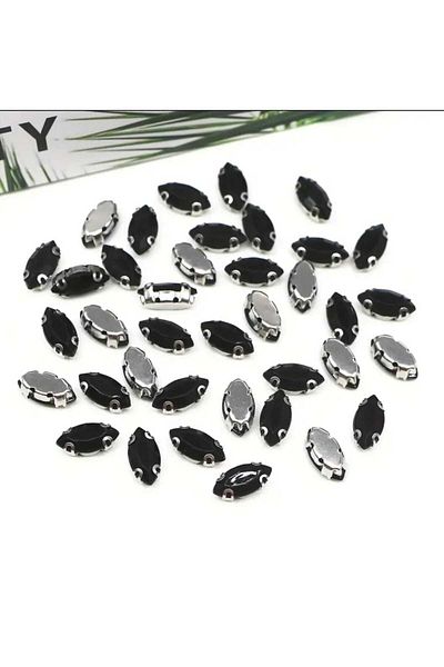 yiğit aksesuar Μαύρη θήκη Dikme Shuttle Glass Stone 5x10 (1cm), 20 Τεμάχια