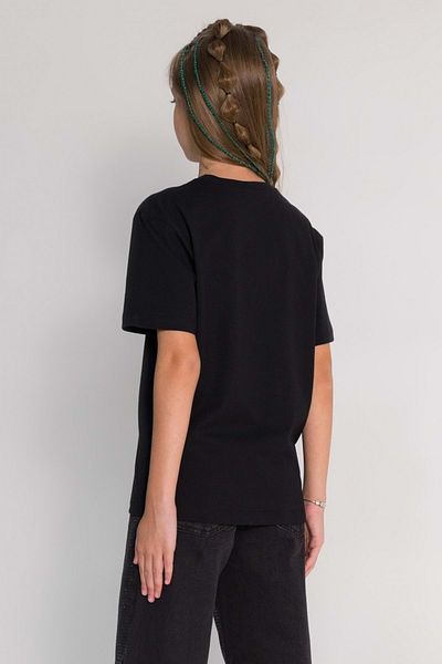 wakawakakidsstore Tricou pentru fetiță cu decolteu rotund cu imprimeu Disco Ball - negru
