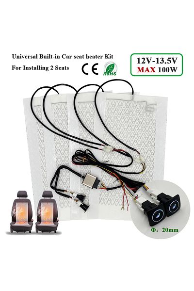 Choice Universal model H Universal Max 100W Built-in Car Seat Heater Kit Fit 2 Seats with 12V Carbon Fibe