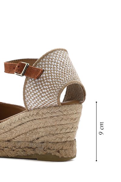 Derimod Women's Orange Ankle Strap Wedge Heeled Suede Leather Espadrille 25Sfd 205710
