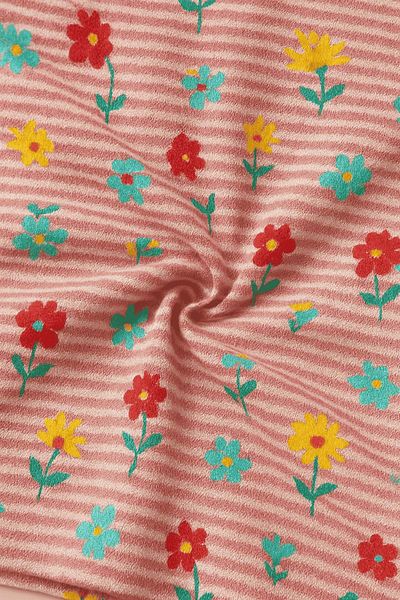 wakawakakidsstore Flower and Line Patterned Strappy Girl's Suit - Red