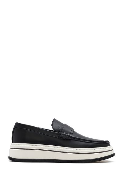 Derimod Men's Black Thick Soled Leather Casual Loafer 25Sfd 650118