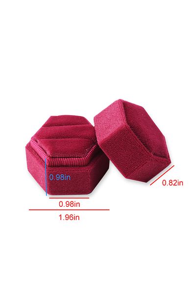 Choice Hexagon Red Hexagon Square Shape Velvet Jewelry Box Double Ring Storage Box Wedding Ring Display For