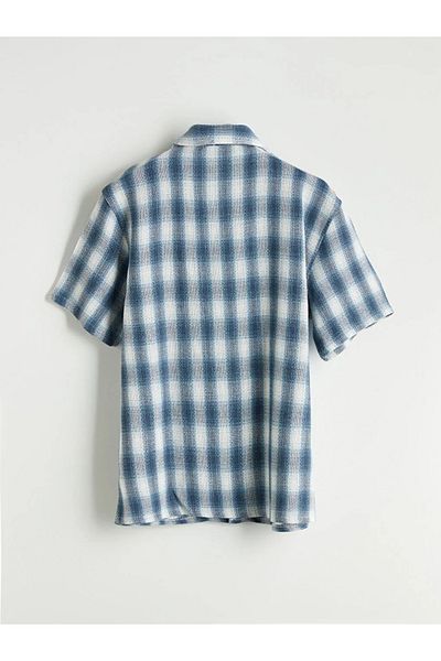 LC Waikiki Cămașă pentru bărbați XSIDE Blue Casual Fit cu mânecă scurtă în carouri