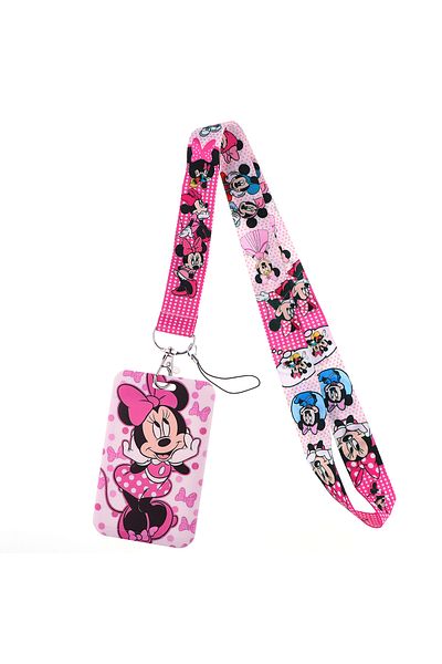Disney 5 Mickey Minnie Strap Lanyard For Keys Keychain Badge Holder Id Credit Card Pass Hang Rope Lariat M.