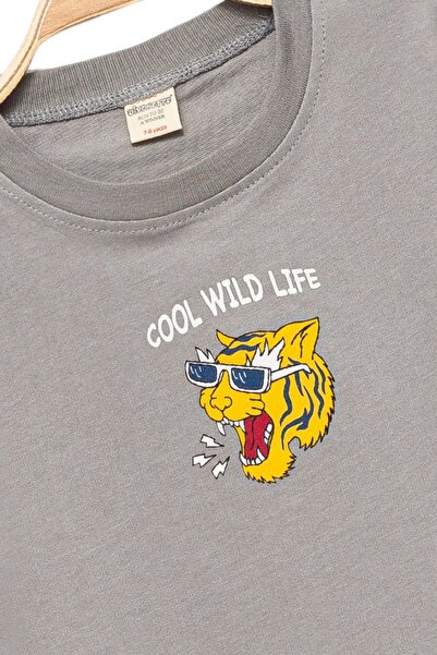 Divonette Erkek Çocuk %100 Pamuk Gri Sweatshirt Baskılı - Erkek Çocuk Giyim